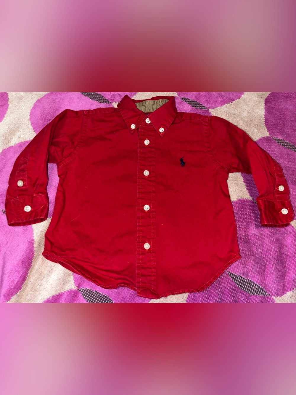 Ralph Lauren 100% Cotton Infant / Toddler Red Button Down Shirt